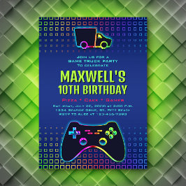 Boys Game Lastbil Party Birthday Inbjudningar