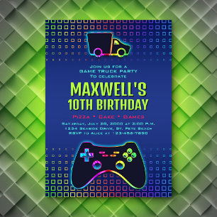 Boys Game Lastbil Party Birthday Inbjudningar