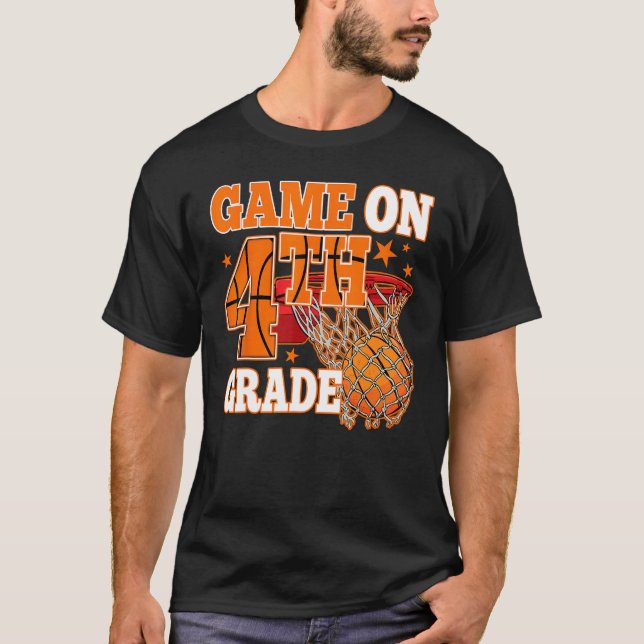 Boys Game On 4th Grade Basketball Back To School T T Shirt (Framsida)