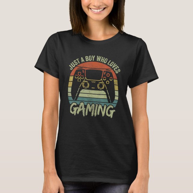 Boys Gamer Apparel Just A Boy Who Loves Gaming T Shirt (Framsida)
