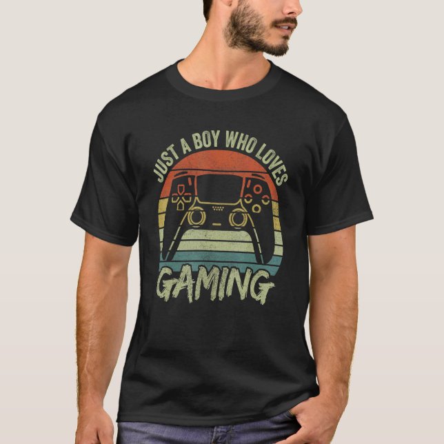 Boys Gamer Apparel Just A Boy Who Loves Gaming T Shirt (Framsida)