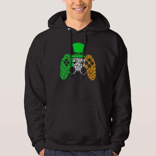 Boys Gamer Game Lucky Shamrock St patricks day Iri Hoodie (Framsida)