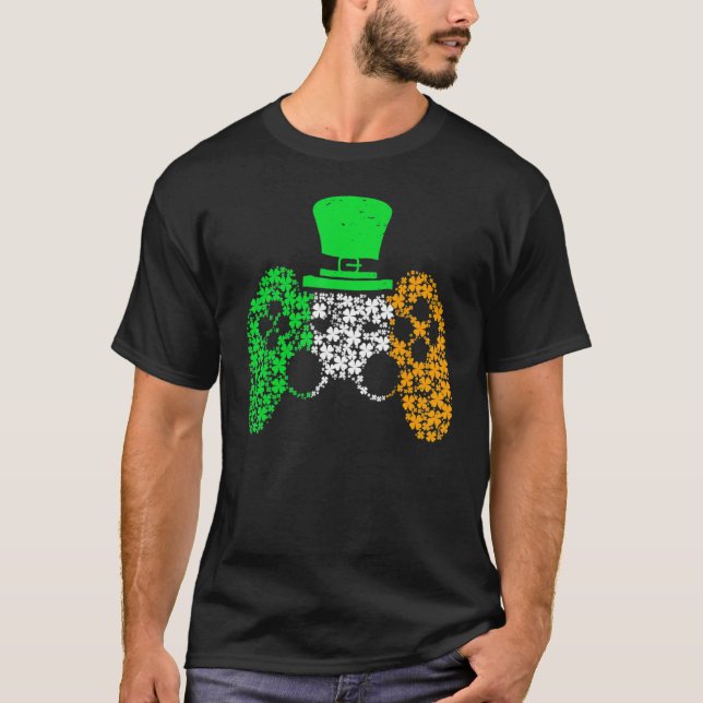 Boys Gamer Game Lucky Shamrock St Patricks Day Iri T Shirt (Framsida)