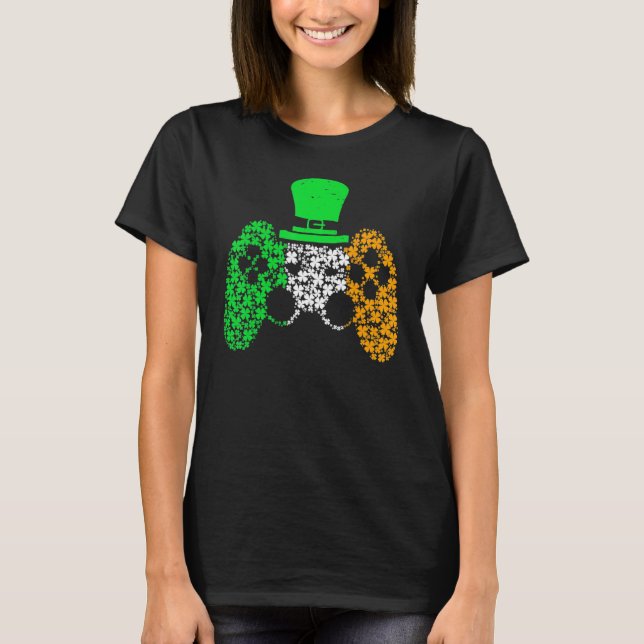 Boys Gamer Game Lucky Shamrock St patricks day Iri T Shirt (Framsida)