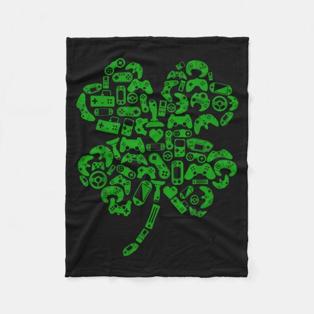 Boys Gamer Game Shamrock St Patricks Day Irish Men Fleecefilt (Framsidan)