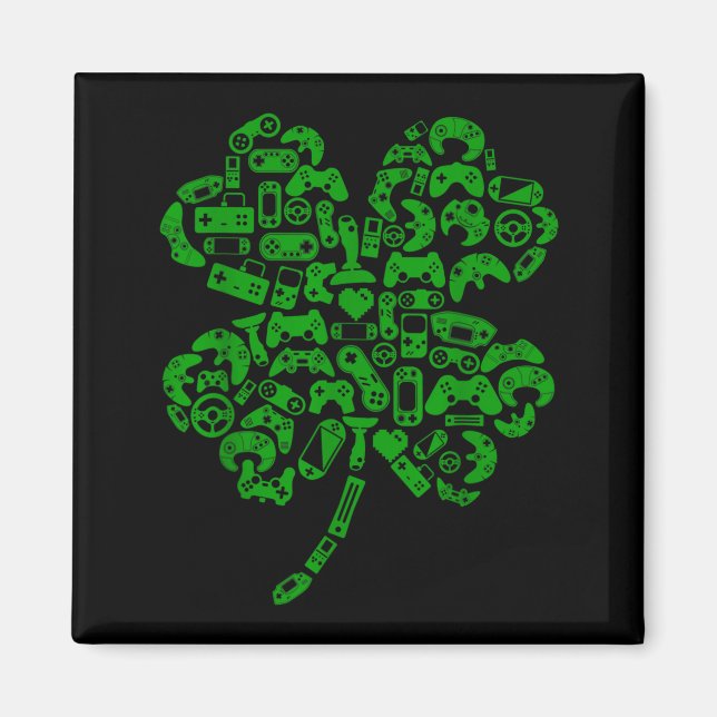 Boys Gamer Game Shamrock St Patricks Day Irish Men Magnet (Framsidan)