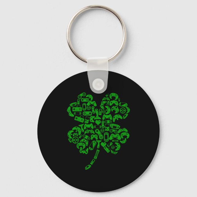 Boys Gamer Game Shamrock St Patricks Day Irish Men Nyckelring (Framsida)