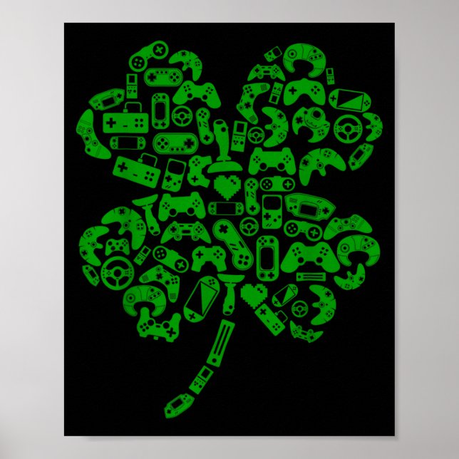 Boys Gamer Game Shamrock St Patricks Day Irish Men Poster (Framsidan)