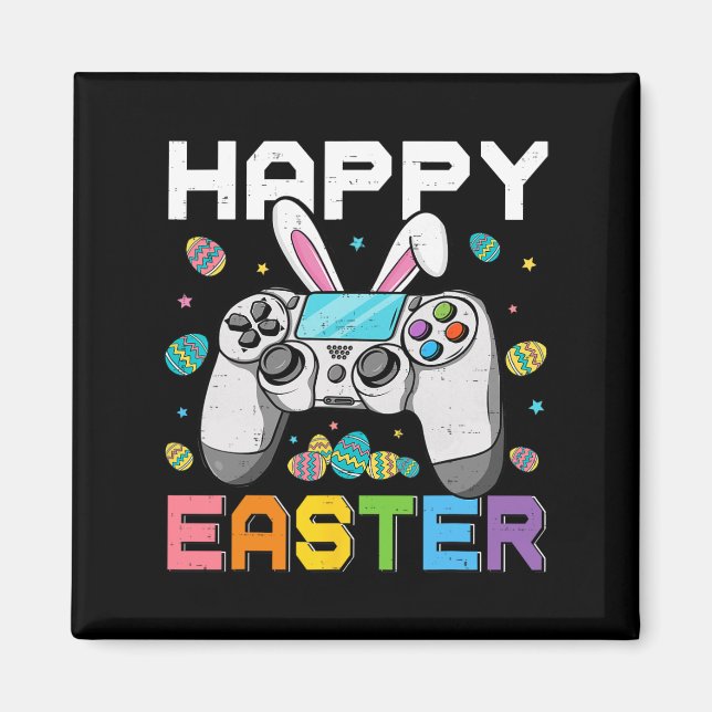 Boys Gamer Glad påsk Day Video Games Bunny Gami Magnet (Framsidan)