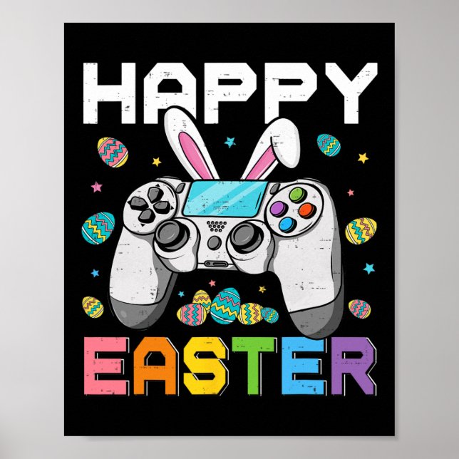 Boys Gamer Glad påsk Day Video Games Bunny Gami Poster (Framsidan)