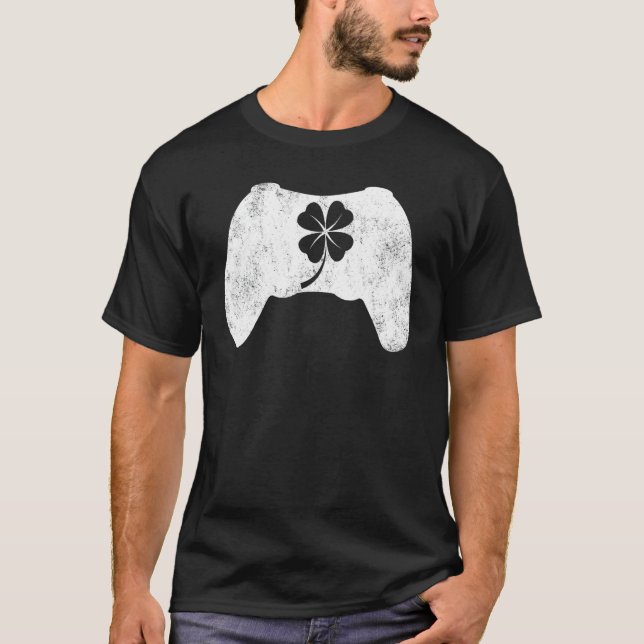Boys Gamer Lucky Game Shamrock St patricks day Iri T Shirt (Framsida)