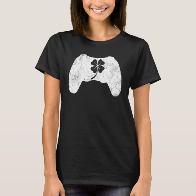 Boys Gamer Lucky Game Shamrock St patricks day Iri T Shirt (Framsida)