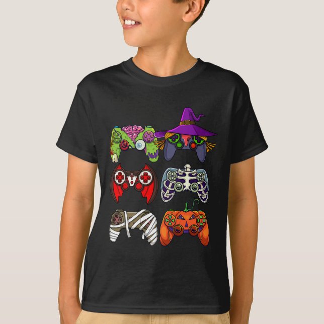Boys Gamer Skeleton Zombie-spelkontroll - barn T Shirt (Framsida)