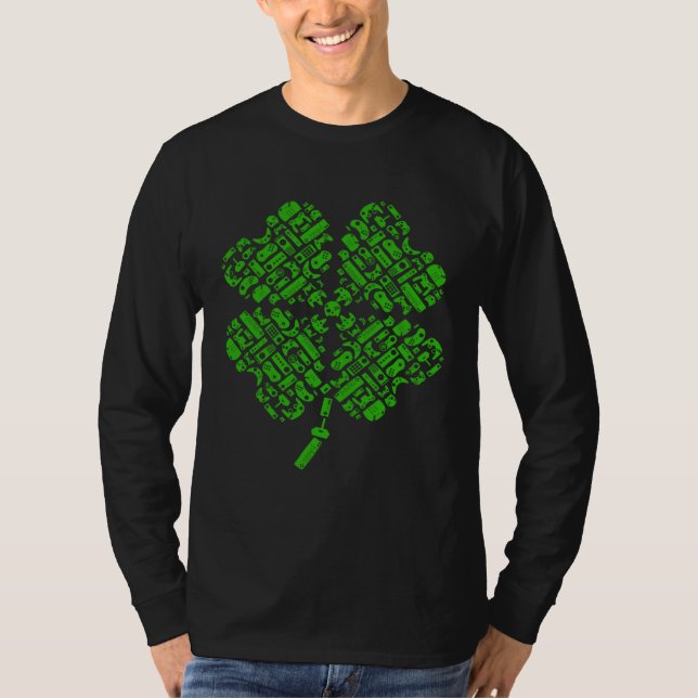 Boys Gamer St Patricks Day Shamrock Gaming Men Kid T Shirt (Framsida)
