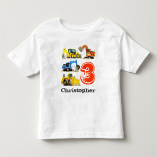 Boys Giant Construction Diggers 3:e födelsedagen T-shirt