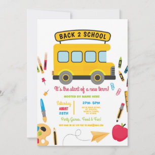 Boys Girls back to school Buss Inbjudningar