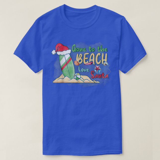 Boys Girls Julafton Santa Borta till Beach-julen i T Shirt (Design framsida)