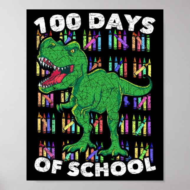 Boys Girls Kids Student T Rex 100-dagarsdagar i sk Poster (Framsidan)