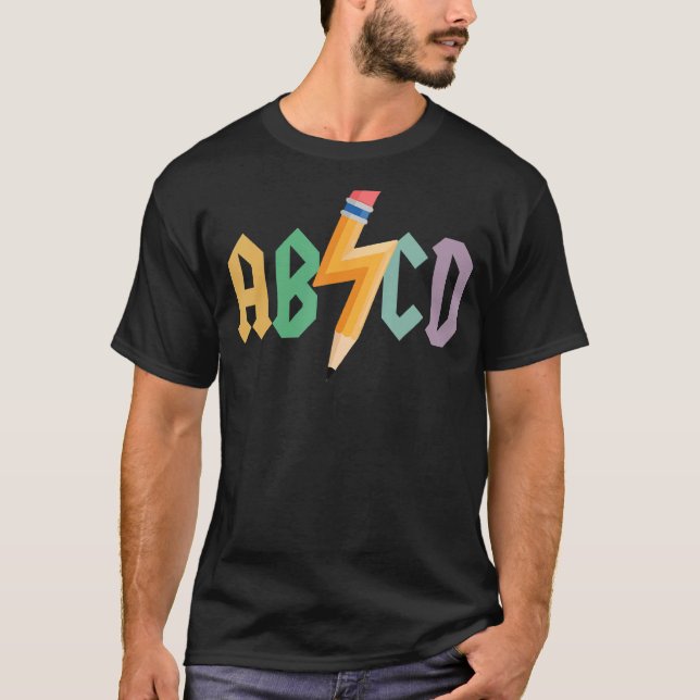 Boys Girls Lärare ABCD Sten Graphic tillbaka till  T Shirt (Framsida)