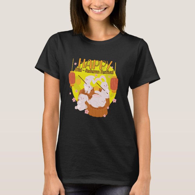 Boys Girls Mid-Autumn Festival Rabbit Moonaka Moo T Shirt (Framsida)