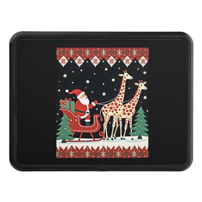 Boys Girls Santa Claus Riding Giraffe Sleigh Ugly  Dragkroksskydd (Framsidan)