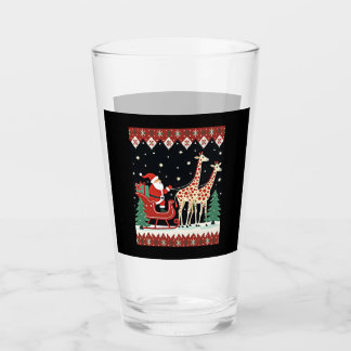 Boys Girls Santa Claus Riding Giraffe Sleigh Ugly Glaskopp