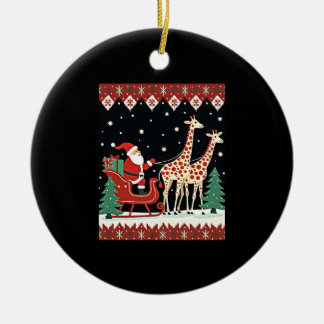 Boys Girls Santa Claus Riding Giraffe Sleigh Ugly Julgransprydnad Keramik