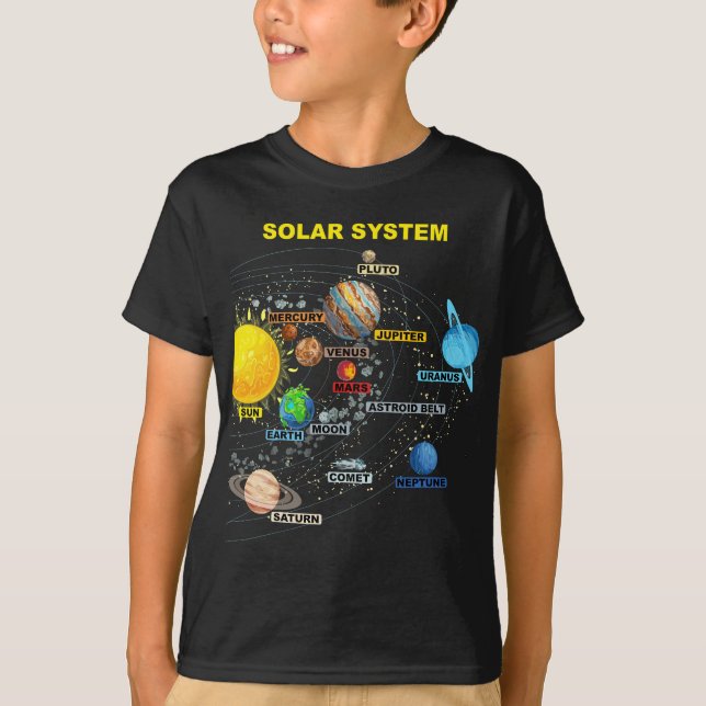 Boys Girls - Solar System Graphic Planets Space Ed T Shirt (Framsida)
