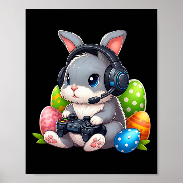 Boys Glad påsk Day Bunny Egg Video Game Kids Me Poster (Framsidan)