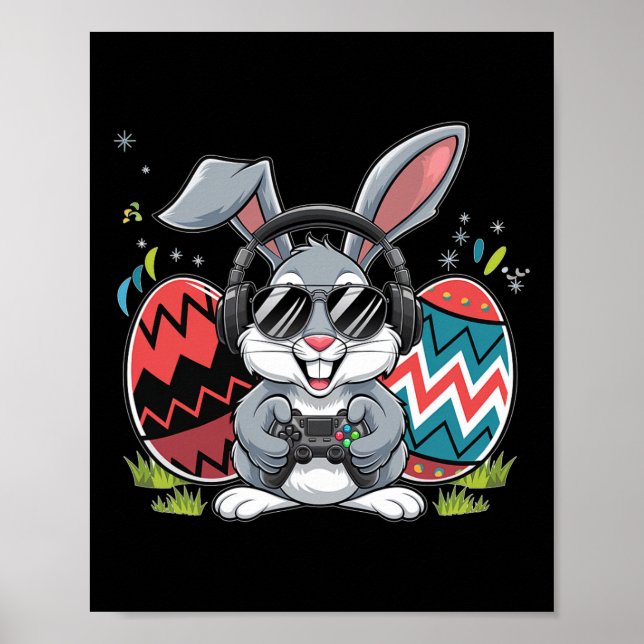 Boys Glad påsk Day Bunny Egg Video Game Kids Me Poster (Framsidan)