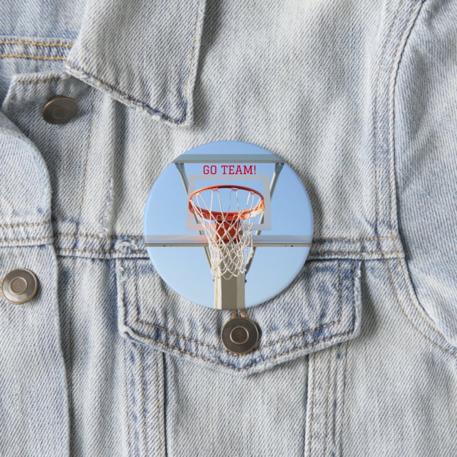 Boys "Go Team" Födelsedagsfest Basketball Ring Knapp (In Situ)