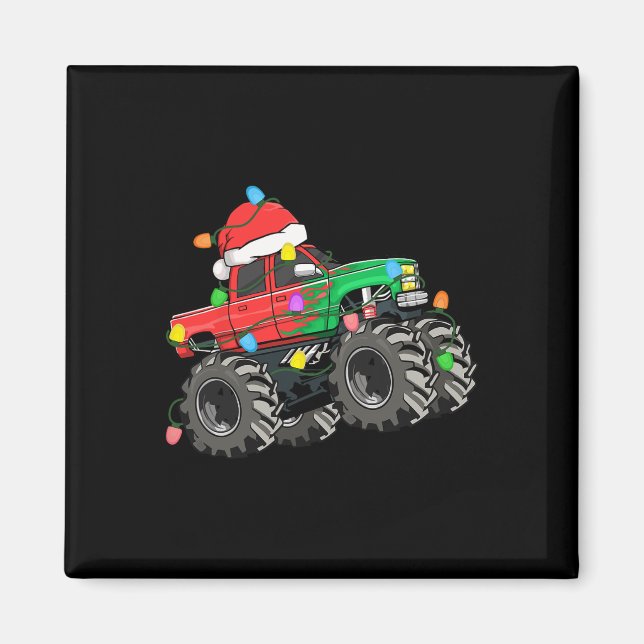 Boys God jul Monster Lastbil Santa Hat Toddl Magnet (Framsidan)