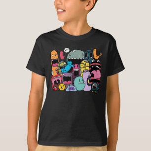 Boys Graffiti Monster Mash Illustration T Shirt