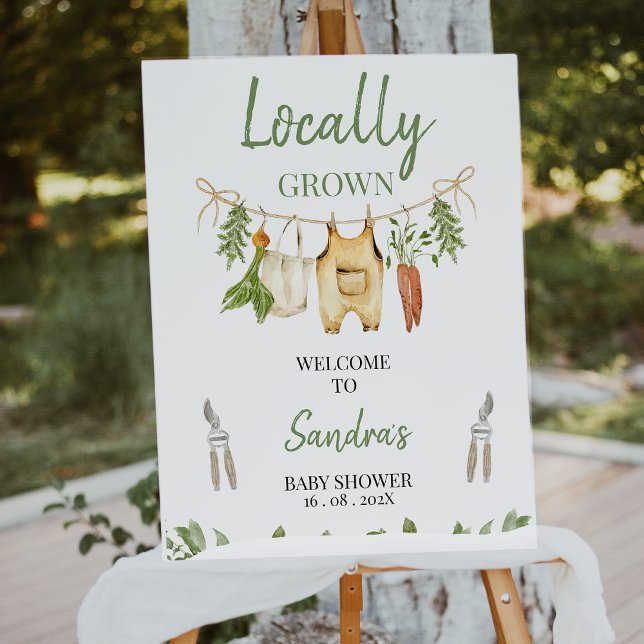 Boys Green Locally Grown Baby Shower Welcome Sign Fototryck (Locally Grown Baby Shower Welcome Sign, Locally Grown Sign, Rustic Farm Locally Grown Baby Shower)