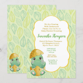 Boys Grönt Dinosaur Egg Baby Shower-inbjudan Inbjudningar