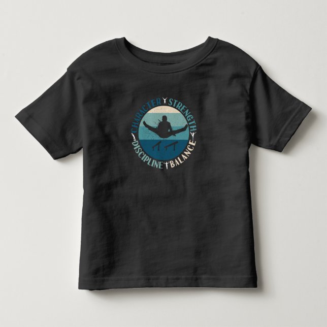 Boys Gymnastics Character Strength Discipline T Shirt (Framsida)