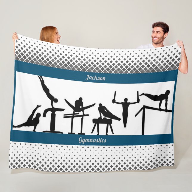 Boys Gymnastics Fleece Blanket w/ Hans Namn (På plats)