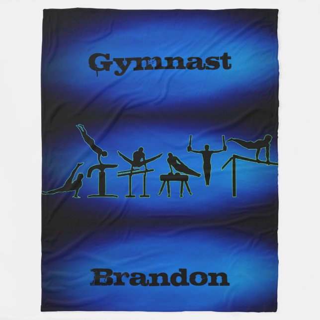 Boys Gymnastics Gymnast Blanket w/ Hans Namn Fleecefilt (Framsidan)