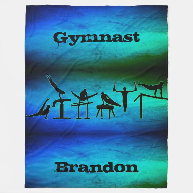 Boys Gymnastics Gymnast Blanket w/ Hans Namn Fleecefilt (Framsidan)