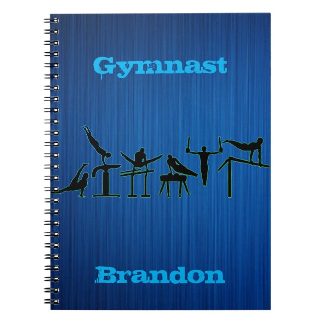 Boys Gymnastics Personlig Blue Spiral Notebook Anteckningsbok (Framsidan)