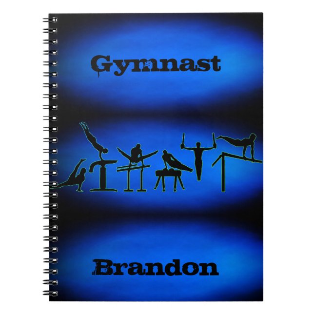 Boys Gymnastics Personlig Blue Spiral Notebook Anteckningsbok (Framsidan)