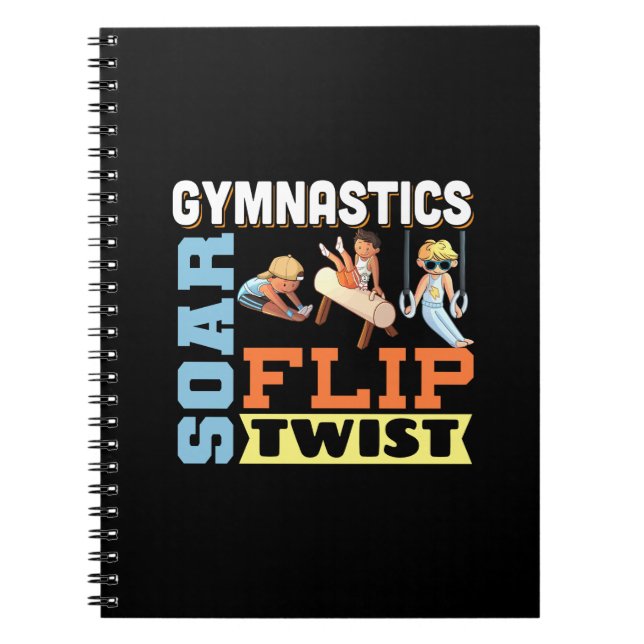 Boys Gymnastics Quote - Soar Flip Twist Anteckningsbok (Framsidan)