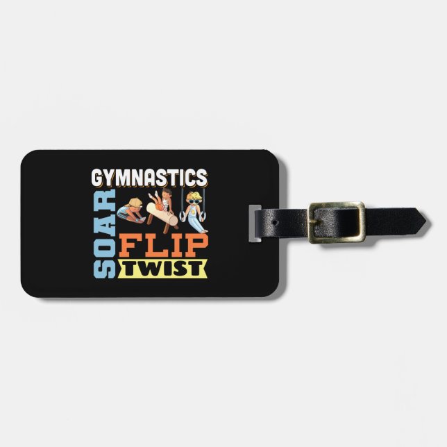 Boys Gymnastics Quote - Soar Flip Twist Bagagebricka (Horisontell Framsida)