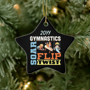 Boys Gymnastics Quote - Soar Flip Twist Julgransprydnad Keramik
