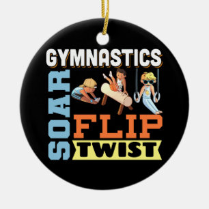 Boys Gymnastics Quote - Soar Flip Twist Julgransprydnad Keramik