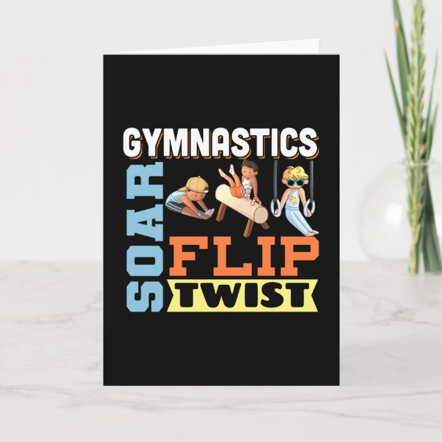 Boys Gymnastics Quote - Soar Flip Twist Kort (Framsida)
