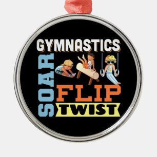Boys Gymnastics Quote - Soar Flip Twist Metall Orn Julgransprydnad Metall