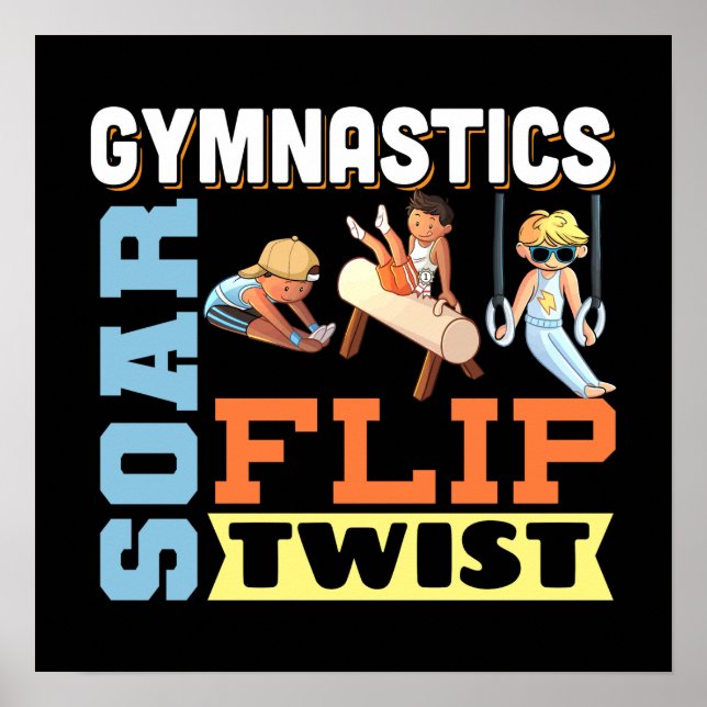 Boys Gymnastics Quote - Soar Flip Twist Poster (Framsidan)