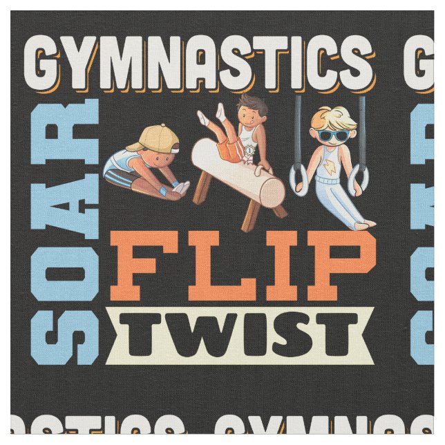 Boys Gymnastics Quote - Soar Flip Twist Tyg (Närbild)