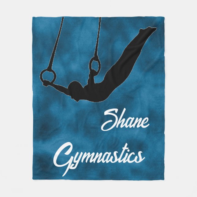 Boys Gymnastics Ringar Coola Blue Personlig Fleecefilt (Framsidan)